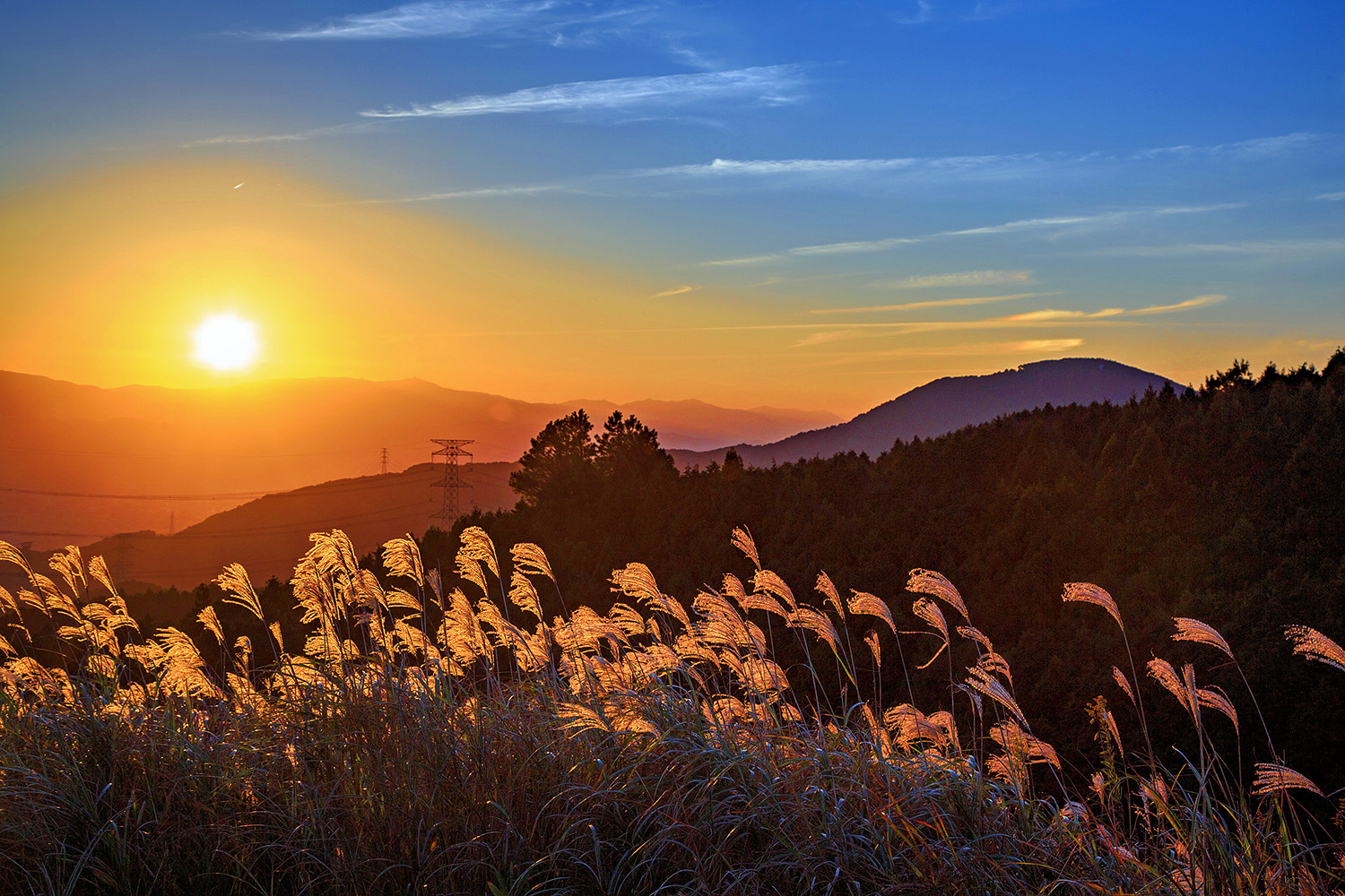 Yasugahara Plateau: Dramatic Sunset Coloring the Sky