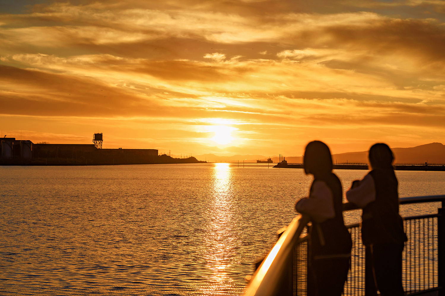 Miike Port: A Superb View Created by the Sunset Sinking into a World Heritage Port